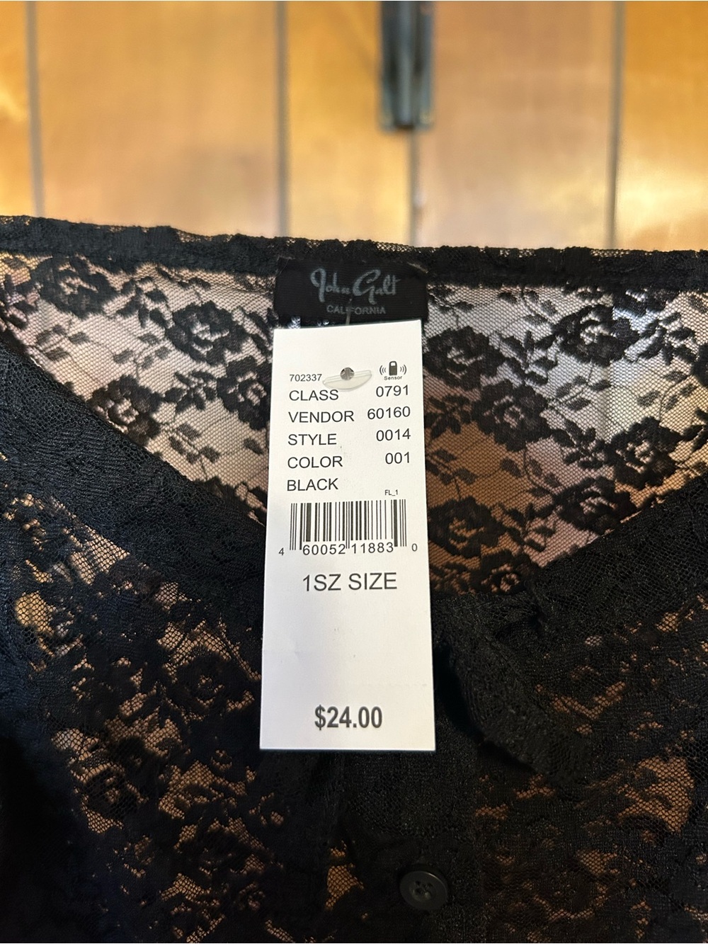 Brandy Melville Lace Tank‎ Women One Size Black NWT Sheer Button Front Ruffle - Picture 3 of 8